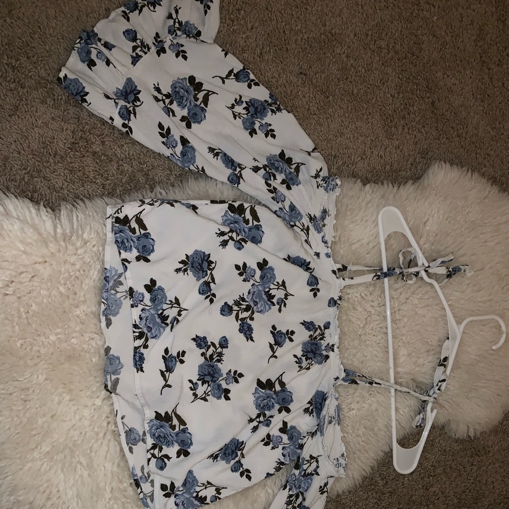 American eagle off the shoulder tie shirt